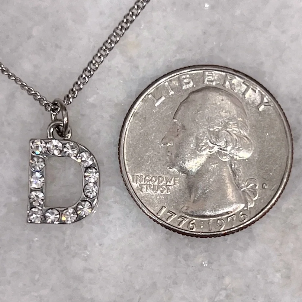 GUESS Silver Rhinestone Initial 'D' Necklace - Picture 11 of 11